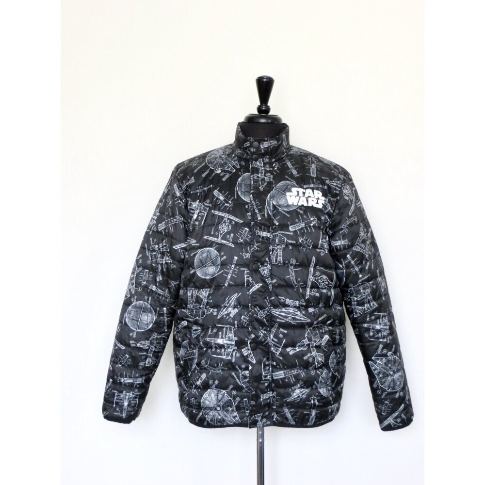 NEW! Disney Parks Star Wars Blueprint Quilted Puffer Jacket Black SZ M - Picture 2 of 6